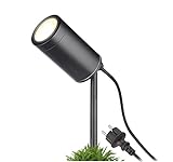 lambado® Premium LED Gartenstrahler mit Erdspieß inkl. 5W GU10 warmweiss - Schwarze Gartenleuchte wasserfest IP67 für außen, schwenkbar inkl. 1,5m Kabel mit Stecker