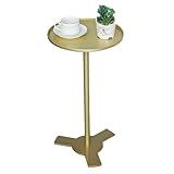 GJ Kleiner Beistelltisch aus Metall, antiker Martini-Tisch aus Messing, moderner runder dekorativer Beistelltisch, for Schlafzimmer-Nachttisch oder Wohnzimmer-Akzent(A,41x56cm)