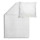 Bodyprotect Bettwaren Set, Ganzjahresdecke 135 x 200 cm + Kopfkissen 80 x 80 cm, Bettdecke Ecoline, medium Steppdecke, waschbar, Made in EU, Allergiker geeignet, weiß