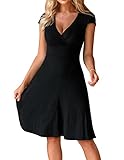 Beyove Damenkleider Sommer A Linie Sommerkleid Knielang Freizeitkleid Kurzarm Jerseykleid V Ausschnitt 38 M