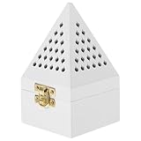 OHPHCALL Durchbohrter Räucherstäbchenhalter aus Pinienholz Kompakt 7x7x11cm Weiß Multifunktionaler Aromatherapie Brenner für Zuhause und Büro