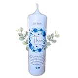 Taufkerze Blumen Kranz Blau, Kornblumenkranz, verschiedene Kerzengrößen, mit Ihren Wunschdaten personalisiert