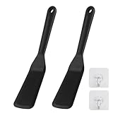 2 x Silikon Spatel, Küche Pfannenwender Silikonspachtel, Antihaft Silicone Spatula, Hitzebeständig Silikon Spachtel Teigschaber für Kochen Backen Pizza Pfannkuchen Spatula Spiegelei Wender mit 2 Haken