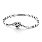 PANDORA Moments Armband aus Sterling-Silber mit Funkelndem Unendlichkeits-Herzverschluss und Zirkonia Steinen, kompatibel mit der Moments Kollektion, Größe: 18cm, 592645C01-18