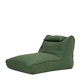 Icon Nova Sitzsack Sessel für Erwachsene, Khakigrün, Olefin Stoff für Drinnen und Draußen, Riesen Sitzsack mit Füllung, Bequemer Sessel, Garten, Terrasse, Lounge, Wohnzimmer