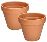 KOTARBAU® 2er Set Blumentopf aus Terrakotta ⌀ 19 cm Übertopf mit Rand für Innenräume und Gärten