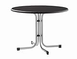 Sieger 236/A Boulevard-Klapptisch mit mecalit-Pro-Platte Ø 100 cm, Stahlrohrgestell graphit, Schieferdekor anthrazit