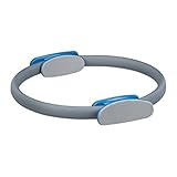 Relaxdays Unisex – Erwachsene Relaxdays Pilates Ring mit bungen 38 cm Doppelgriff gepolstert Widerstandsring Yoga Fitnes, grau, 1 Stück EU