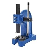 QIERF Drehdornpresse 1T Manuelle Handhebelpresse Gusseisen Werkstattpresse bis 14cm Arbeitshub für Stanzen, Biegen, Extrudieren, Nieten, Strecken, Stanzen, Formen und andere, Blau