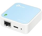 TP-Link TL-WR802N N300 WLAN Nano Router (Tragbar, Accesspoint, TV Adapter, Repeater, Router, Client, 300 Mbit/s (2,4GHz), Media, FTP Server), blau/weiß, 57 x 57 x18 mm