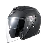 MY Jethelm Rollerhelm mit Sonnenblende,ECE22.06 Zertifizierter,Komfort-Innenfutter Komplett Herausnehmbar,Motorradhelm Mofa Helm für Herren und Damen,Modell MY-835 (Mattschwarz, L)