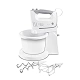 Bosch Handrührer MFQ36460, Handrührgerät, Rührschüssel Plus Halterung, 2 Rührbesen, 2 Edelstahl-Knethaken, 450 W, WeiÃŸ