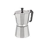cilio Espressokocher Classico für 6 Tassen | Induktion geeignet| Höhe: 20 cm Ø 8,5 cm | Aluminium-Gehäuse | Silber | mit Planboden | Induktion Espressokocher | für Reisen oder Camping