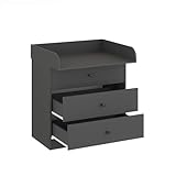 KOMTO Wickelkommode mit Schubladen - Baby Kommode mit Wickelaufsatz, Wickeltisch, Wickelschrank mit Abnehmbarer Wickelsatz Anthrazit | Lulliblox M3 94,6 x 70 x 85 cm
