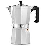 VonShef Espressokanne für den Herd, 600 ml Italienischer Espressokocher aus Aluminium für Gas- & Elektroherd - Mokkakanne für 12 Tassen mit Ersatz-Dichtung und -Filter