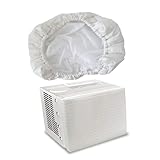 TOGEVAL Doppelt Isolierende Beige Indoor Klimaanlagenabdeckung mit Windschutz Elastischem und Kordelzug Energiesparend Schmutzabweisend Einfache Montage für Wohnzimmer und Schlafzimmer