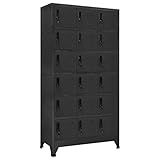 Youuihom Metall Schließfachschrank mit 18 abschließbaren Türen Anthrazit Stahl 90x40x180 cm Modernes Design für Büro Schule und Haushalt