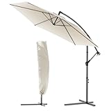VOUNOT Ampelschirm 300 cm, Sonnenschirm mit Ständer, Kurbel, Windsicherung und Abdeckung, 360° drehbar & neigbar, Stabiler Gartenschirm für Terrasse, Balkon & Garten, Marktschirm UV-Schutz, Beige