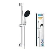 GROHE Vitalio 110, Duschset wassersparend, 8l pro Min (Brausestangenset mit: Duschkopf 1 Strahlart, 1,75m Schlauch, Duschstange 60cm, zum Kleben oder Bohren, ohne Kleber), rund, chrom, 27942001