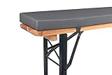TexDeko® Bierbankauflage gepolstert 220x25x4cm XL für Bierzeltgarnitur Bankauflage waschbar mit Reißverschluss zum selber aufziehen (Anthrazit)