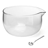 APOMOONS Matcha Schale mit Ausgießer, Salatschüssel Glas mit Edelstahl Löffel, Transparent Saucenschale Glasschale Matcha Bowl Servierschalen Set, 350 ml