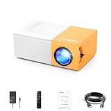 Vamvo Mini Beamer YG300Pro, tragbarer LED-Videoprojektor, kompatibel mit Smartphone/PS4/Fire Stick, 1080p Full HD, Bluetooth 5.4 Audio, Yellow+White, HDMI/USB/3,5 mm Klinkenstecker