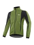 ARSUXEO Winter Warm UP Thermo Softshell Fahrradjacke Winddicht Wasserdicht 15-k, Grün (Army Green), X-Large