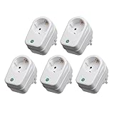 5X Steckdosenadapter mit Überspannungsschutz, 1-Fach, weiß, 5 Stück