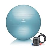 BODYMATE Gymnastikball Sitzball Trainingsball mit GRATIS E-Book inkl. Luft-Pumpe, Ball für Fitness, Yoga, Gymnastik, Core Training, für starken Rücken als Büro-Stuhl ICY Blue 65cm