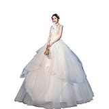 Shoudian Damen Elegant Spitze Trägerlos Brautkleider Ballkleider Frauen Braut Sexy Plus Size Abendkleider Lang Partykleid, weiß, 32