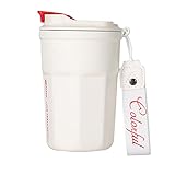 XANHOY 400 ml Edelstahl-Kaffeetasse, auslaufsicher, Reise-Vakuumflasche, Isolierbecher, Milchwasserflasche, Edelstahl-Kaffeetasse mit Deckel, isolierter Reisebecher, Kaffee-Thermobecher