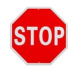 Stoppschild STOP Schild, 30 x 30 cm, Reflektierende Verkehrs Schild, Straßenwarn Schilder, Rostfreies Aluminium Schild, UV-geschützt und Wetterfest
