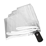 Automatischer Regenschirm Transparent, Ø98 cm Sturmfest Regenschirm Taschenschirm für Herren und Damen, Faltbar Durchsichtiger Regenschirm mit Tragehülle für Hochzeiten/Reiseschirm/Golfschirm/Den Auße