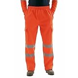 Herren Arbeitshose Softshell-Hose Fluoreszierenden Hohe Sichtbarkeit Bauarbeitshose mit Reflektierenden Streifen Wasserdicht Regenfest Winddicht Taschen Lässige Locker Arbeitskleidung