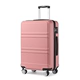 KONO Trolley Koffer Mittelgroß 4 Rollen Leicht Hartschalenkoffer Reisekoffer mit TSA Schloss, 65x44x25.5cm, 61Liter, Zwillingsrollen Rollkoffer, ABS Hartschale (Rosegold, L)