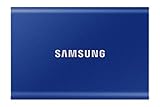 Samsung Portable SSD T7, SSD 1 TB, USB 3.2 Gen.2, 1.050 MB/s Lesen, 1.000 MB/s Schreiben, Externe SSD-Festplatte für iPhone 15 und neuer, Mac, PC, Smartphone und Spielkonsole, Blau, MU-PC1T0H/WW