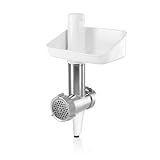 Bosch Fleischwolf MUZ5FW1, Fleischwolf-Aufsatz, Stopfer, Edelstahl Loch-Scheibe 4,5 mm, auch für Fisch und Gemüse, passend für Küchenmaschine Serie 4