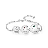 lorajewel Armband Damen Personalisierte Armbänder mit Gravur 1-6 Herz Name Geburtsstein Armband Muttertagsgeschenk Geburtstag Geschenke für Mama Tochter
