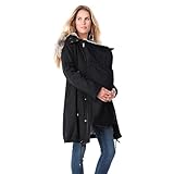 Umstandsjacke Mit Babyeinsatz, Umstands Baumwolljacke 3 In 1 Winter Knielanger Tragejacke Mit Einstellbarer Kordelzug& Pelzkragen Winterjacke Warm Umstandsjacke Schwarz Outdoor Mantel Oversize