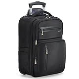 Ponhog Rucksack mit Rollen, Business Rucksack Trolley Handgepäck Flugzeug Reiserucksack Laptop Rücksack mit 15 Zoll Laptopfach Backpack für Uni, Arbeit, Schwarz