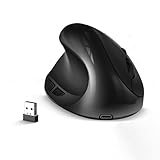 BeWishes Linkshänder-Maus, 2,4 G kabellose vertikale Maus, ergonomische Mäuse, 3 einstellbare DPI (800/1200/1600), weniger Lärm, speziell für kleine Linkshänder