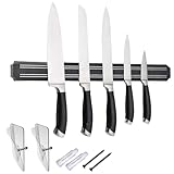 Puncools Magnetleiste Messer,38cm Messerhalter Magnetisch,Messer Magnetleiste Mit Extra Starkem Magnet Holz für Utensilien und Werkzeuge