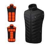 ZYHJZ Elektrisch beheizte Weste für Herren: Leichte, warme USB-Heizweste mit 21 Heizzonen – Intelligenter beheizter Winterkörperwärmer für Damen zum Wandern,Black-4x_l