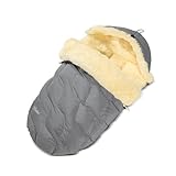 Fellhof Baby Fußsack Kinderwagen WINTERBERG 50x98 cm & Tuch Blaubaer | für Kinder bis 3 Jahre | Fußsack Kinderwagen Baby Winter 100% Merino-Lammfell, abzippbare Kapuze | Wasserabweisend & waschbar