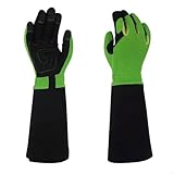 SparklWLeaf Lange Gartenhandschuhe Rosenschnitthandschuhe for Männer und Frauen, lange, dornensichere Gartenhandschuhe, Gartenarbeitshandschuhe(Green)