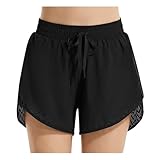 BALEAF Badeshorts Damen UPF50+ Badehose Schnell Trocknende Boardshorts UV Schutz Bikini Shorts mit Tasche Schwimmhose mit Mesh Schwarz 3XL
