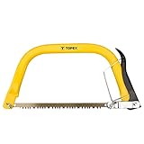 TOPEX Holz Bügelsäge 30cm inklusive 2 Sägeblatter für nassen Holz und frische Äste Länge: 300 mm | Schneller Wechsel des Sägeblatts, aus Stahl