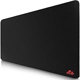 Rii Gaming Mauspad XXL - 900 x 400 mm - Mousepad groß - Schreibtischunterlage - Tischunterlage Large Size - Fransenfreie Ränder - rutschfest - Verbessert Präzision und Geschwindigkeit - schwarz