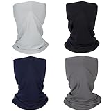 IHLOOTD Multifunktionstuch 4 Stück Halsschlauch Sommer Winddichtes Halstuch Loop Schal Dünn Sonnenschutzmaske für Damen Herren, Outdoor Sport, Camping, Trainieren (A)