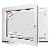 Kellerfenster 40x40 cm 2 fach Verglasung - Alle Größen Kunststofffenster 60mm Profil -Din Links- BxH: 400x400mm Perfekt für Fenster Gartenhaus, Garagenfenster, Hauskeller